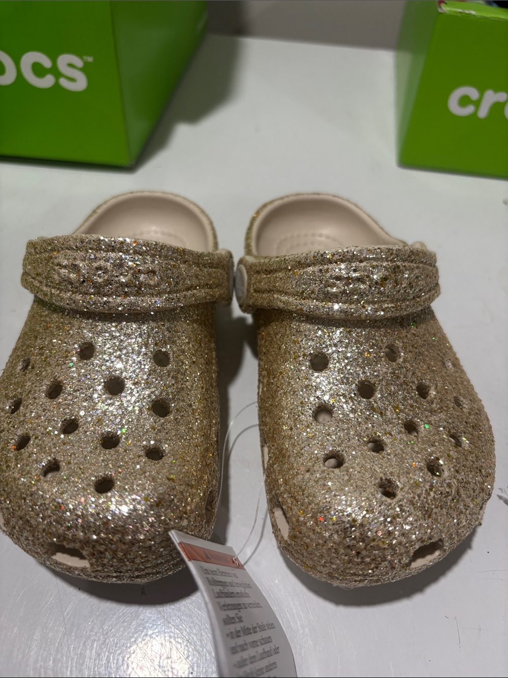 CROCS Kids' Glitter Clog in Sparkling Gold C8